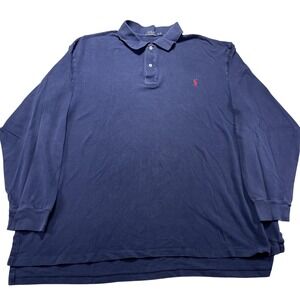 Polo Ralph Lauren Polo Shirt Mens 3XLT Blue Big & Tall Long Sleeve Pony Logo